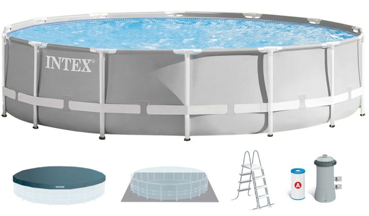 Каркасний басейн Intex 26720 Premium (427х107 см) з картриджним фільтром, драбиною та тентом