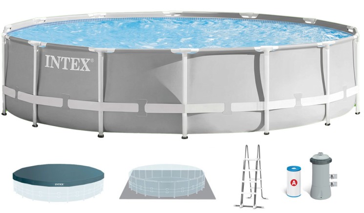 Каркасний басейн Intex 26726 Premium (457х122 см) з картриджним фільтром, драбиною та тентом