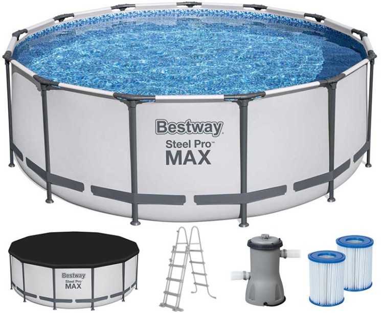 Каркасний басейн Bestway 5618W (396х122 см) з картриджним фільтром, драбиною та захисним тентом