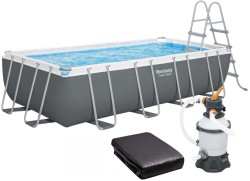Каркасний басейн Bestway 56671 (488х244х122 см) з пісочним фільтром, драбиною та тентом