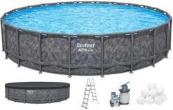 Каркасний басейн Bestway Grey 561JZ (671х132 см) з пісочним фільтром, тентом та драбиною