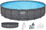 Каркасний басейн Bestway Grey 561JZ (671х132 см) з пісочним фільтром, тентом та драбиною