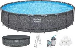 Каркасний басейн Bestway Grey 561KE (610х132 см) з пісочним фільтром, тентом та драбиною
