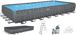 Каркасний басейн Bestway Grey 561KJ (956х488х132 см) з пісочним фільтром, тентом та драбиною