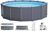 Збірний басейн Intex 26384 GRAPHITE GRAY (478х124 см) з пісочним фільтром, драбиною, підкладкою і тентом