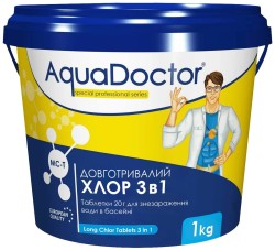 Хлор 3 в 1 для басейну AquaDoctor MC-T 1 кг (таблетки по 20 г)
