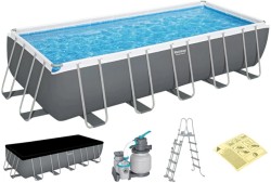 Каркасний басейн Bestway 5612B (640х274х132 см) з пісочним фільтром, драбиною та тентом