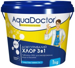 Хлор 3 в 1 для басейну AquaDoctor MC-T 1 кг (таблетки по 200 г)