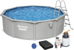 Збірний басейн Bestway Hydrium 56384 (460х122 см) з пісочним фільтром, драбиною та тентом