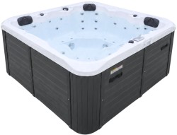 СПА-басейн Aquajoy Riviera (200х200х90 см), сріблясто-білий мармур, з динаміками та LED-підсвічуванням
